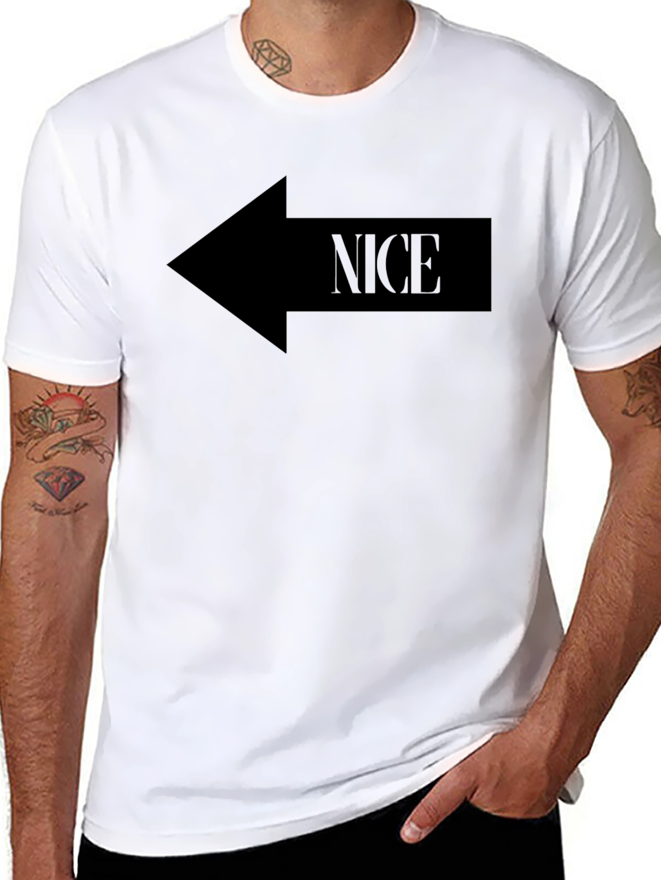 Nice Left Arrow Black T-Shirt Graphic Tee