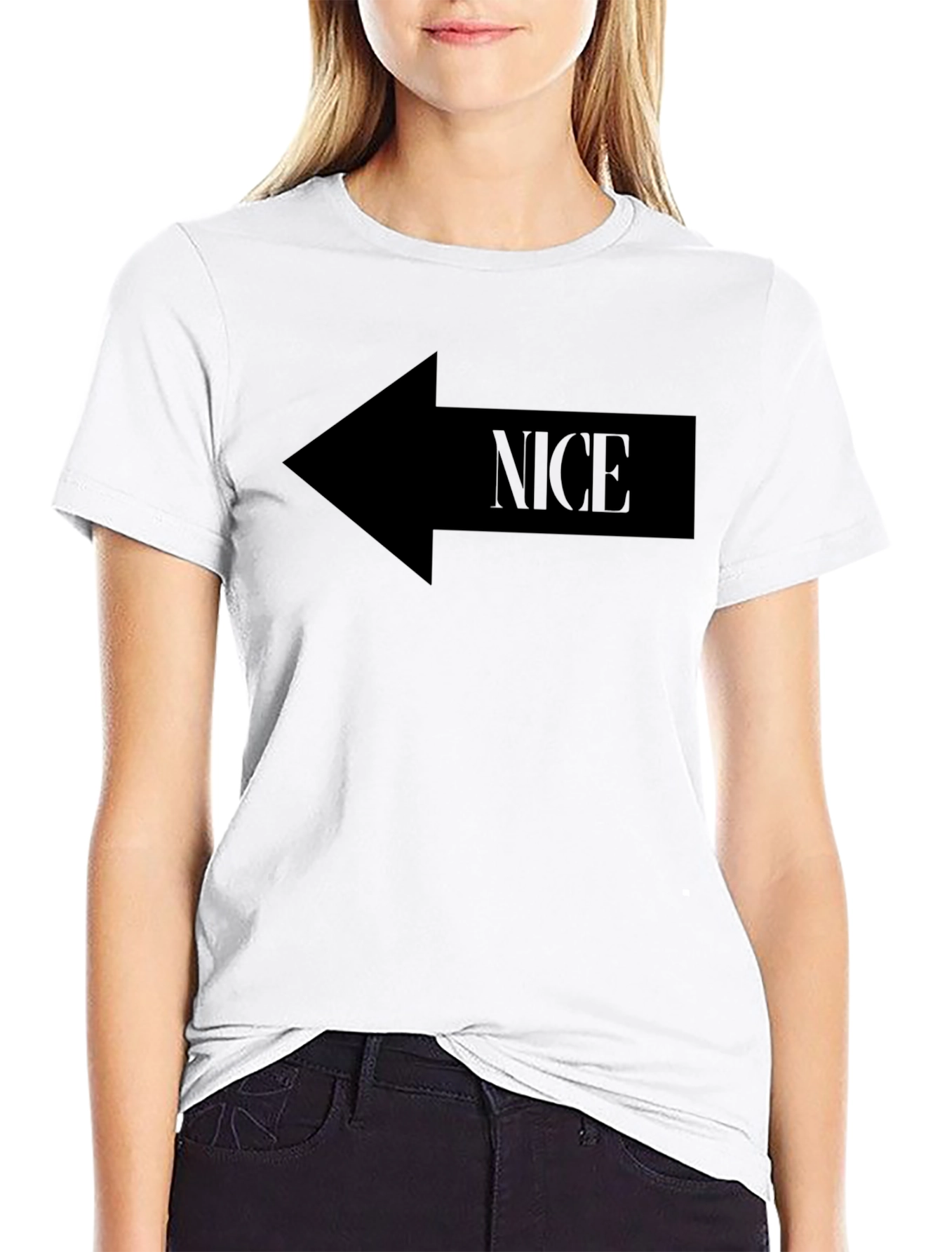 Nice Left Arrow Black T-Shirt Graphic Tee