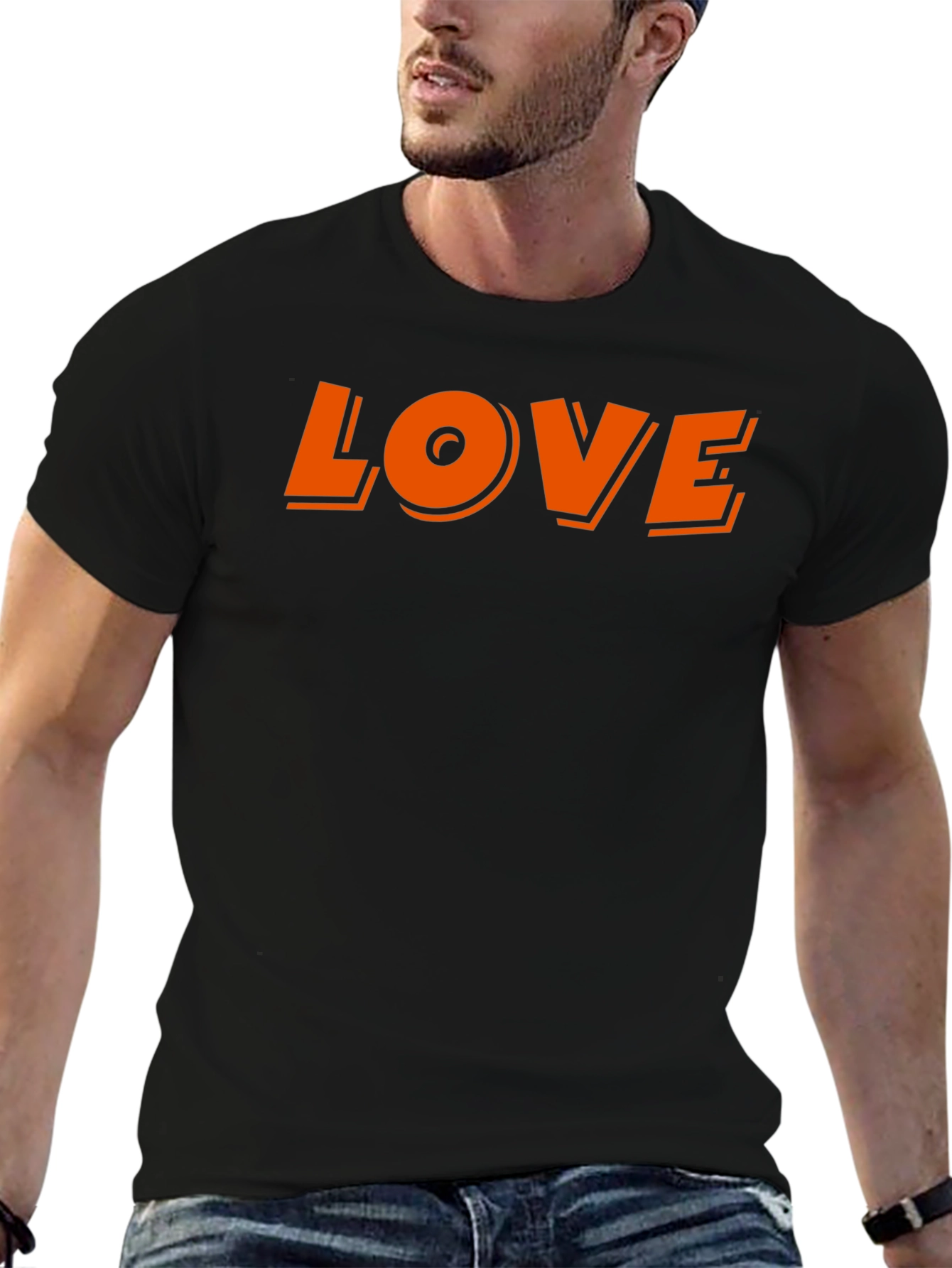 Love Graphic Print Black T-Shirt