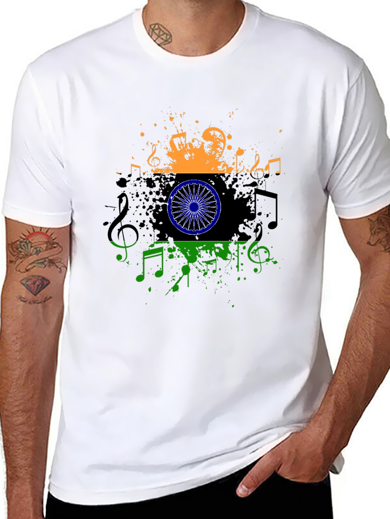 India Flag Music T-Shirt