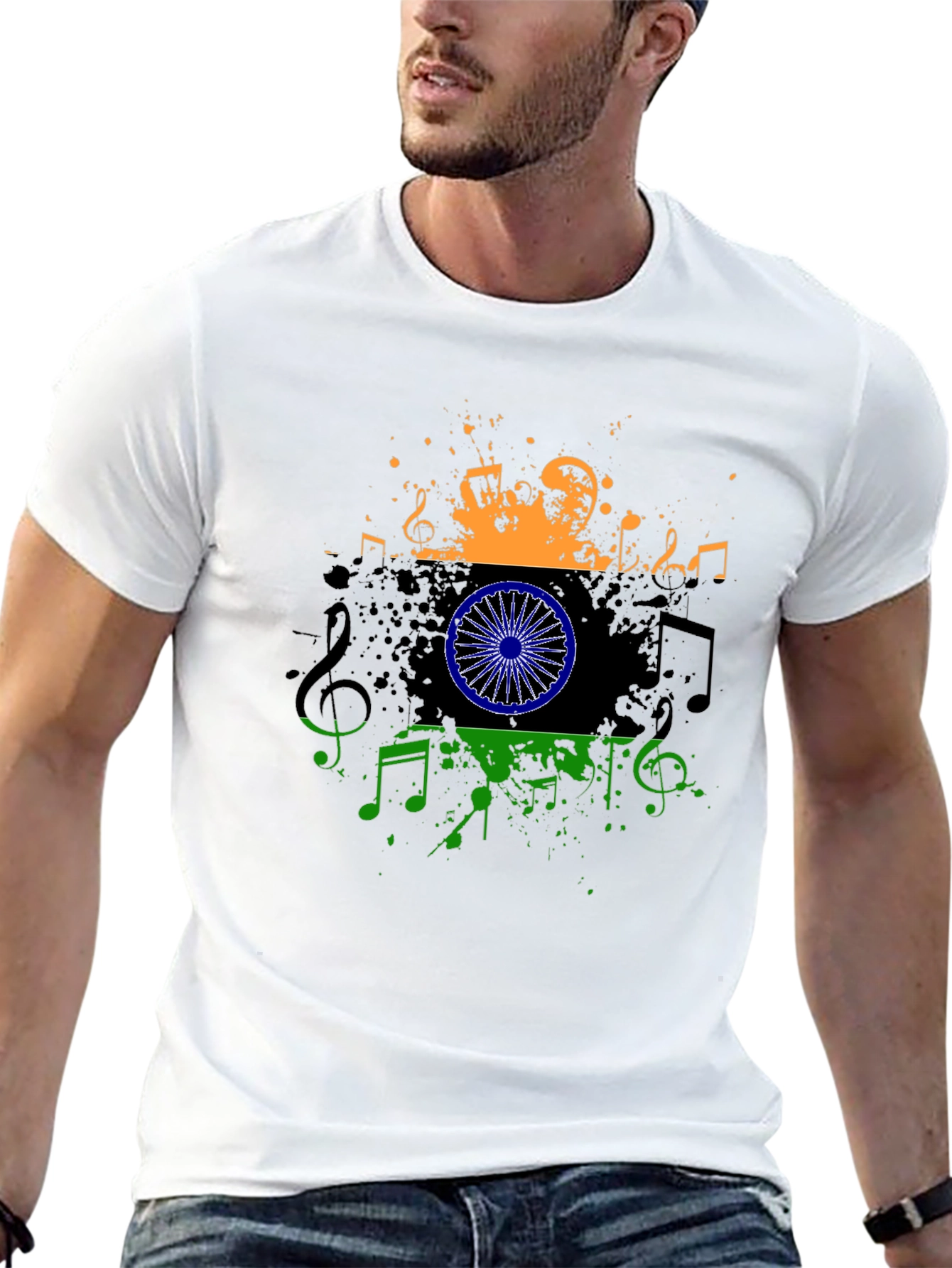 India Flag Music T-Shirt