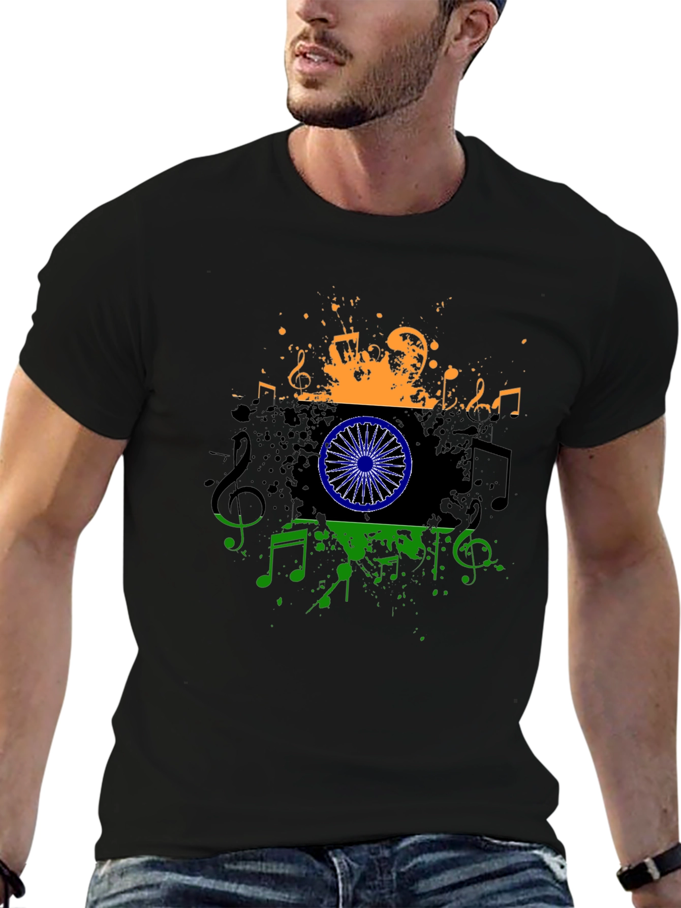 India Flag Music T-Shirt