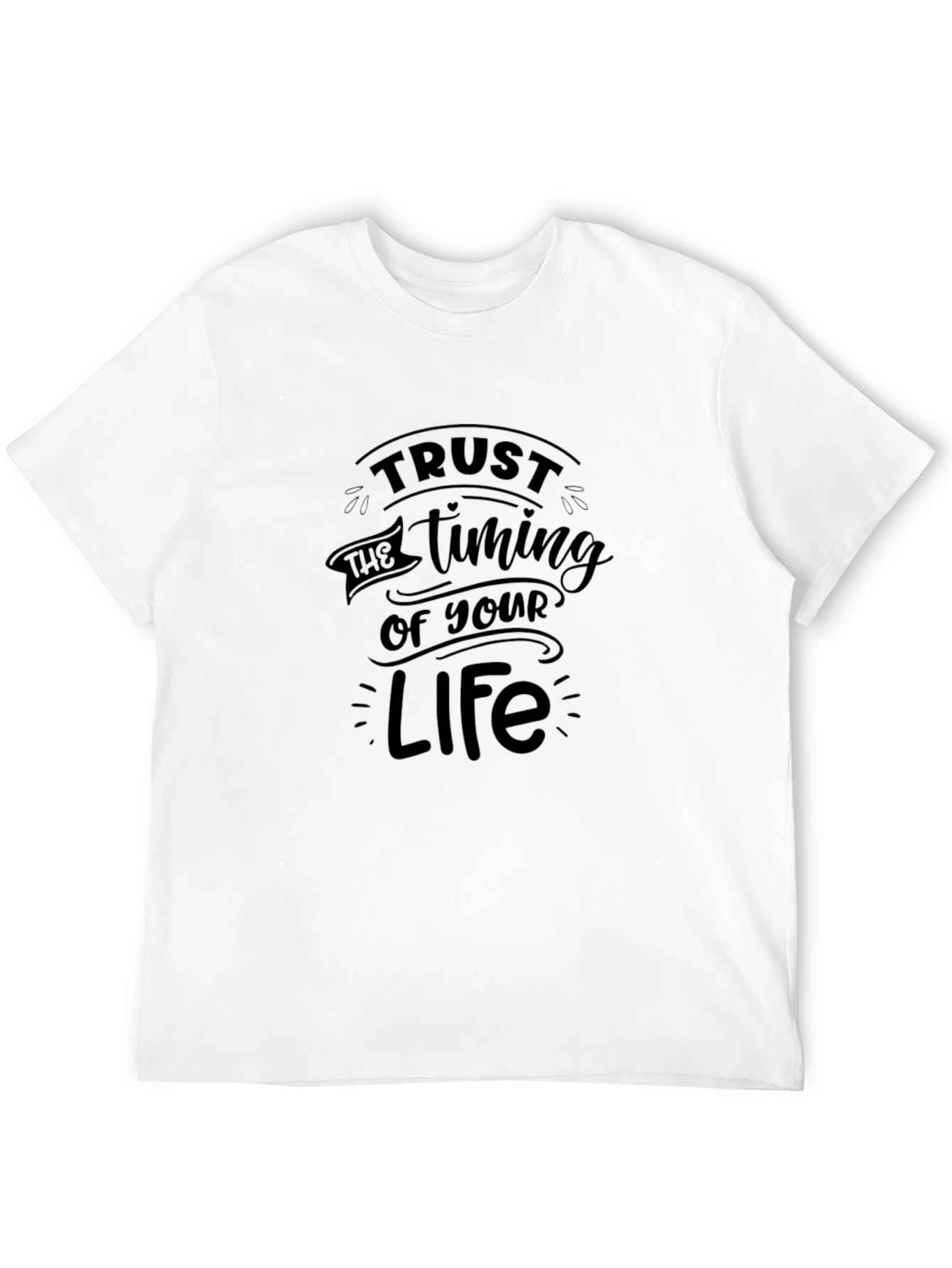 Trust the Timing T-Shirt - Black Crew Neck Tee