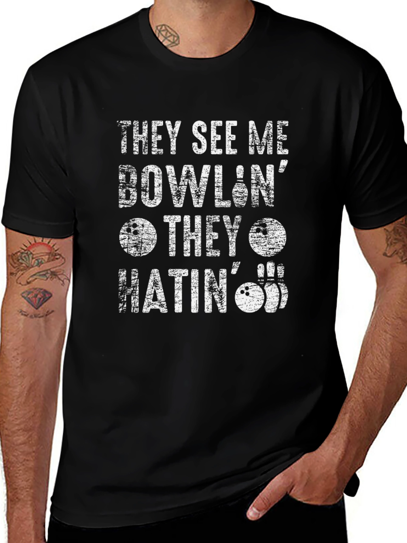 Funny Bowling T-Shirt - They See Me Bowlin