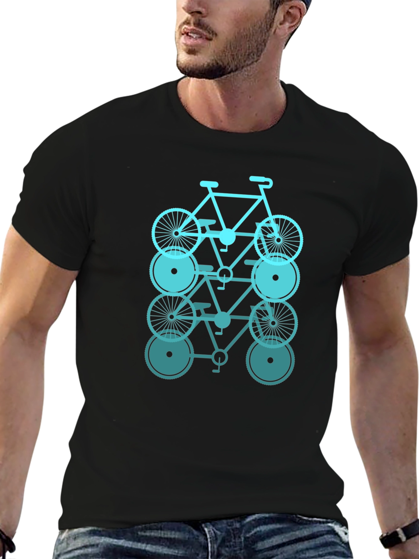 Stacked Bicycle Graphic T-Shirt - Casual Wear