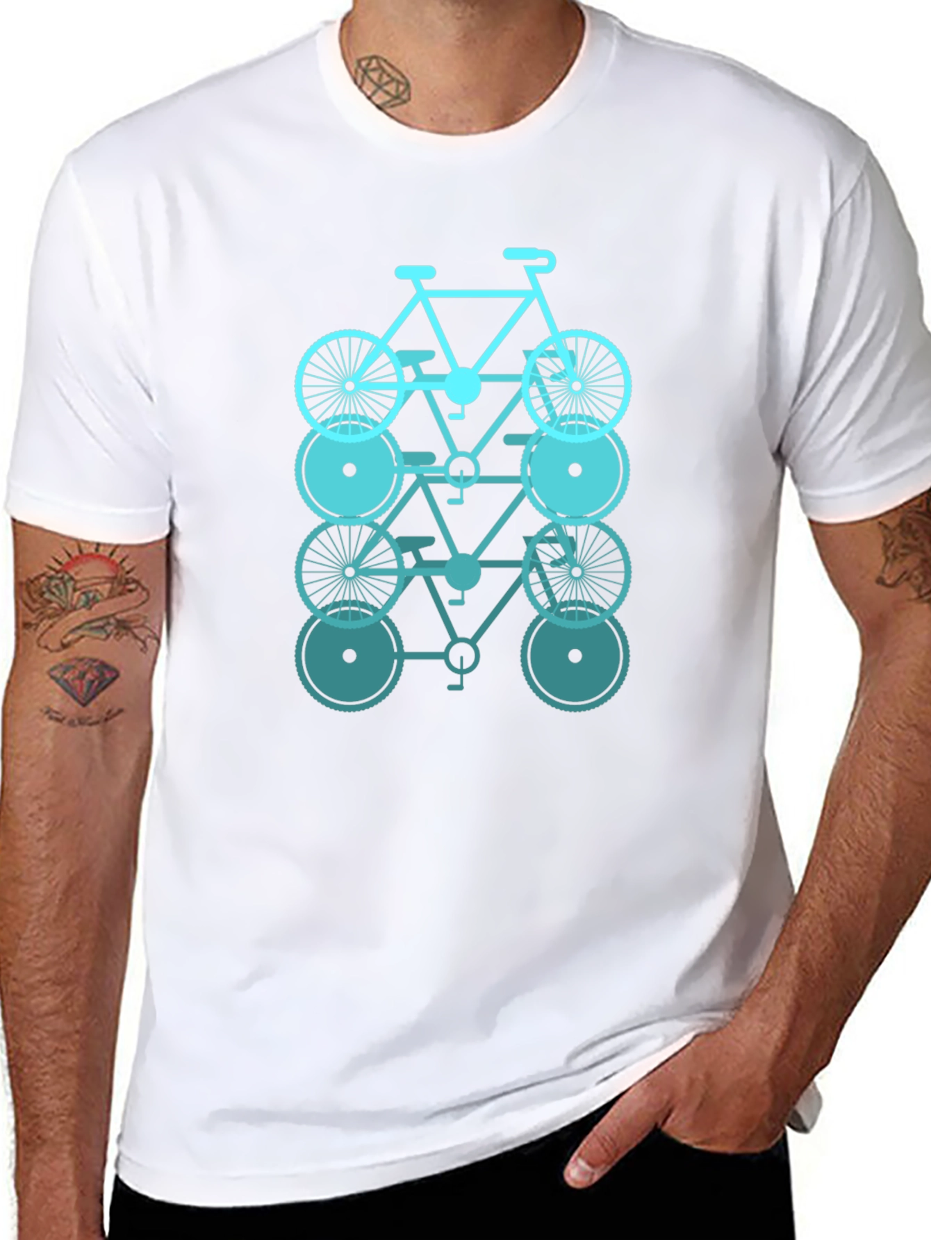 Stacked Bicycle Graphic T-Shirt - Casual Wear