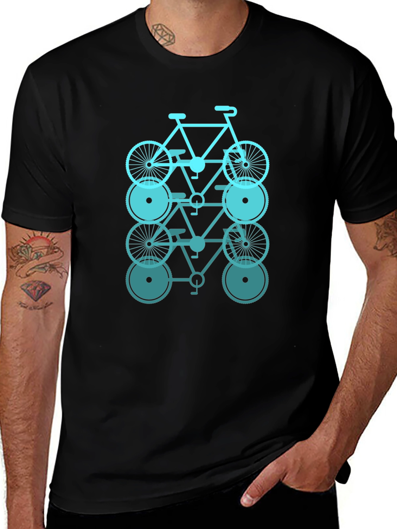 Stacked Bicycle Graphic T-Shirt - Casual Wear