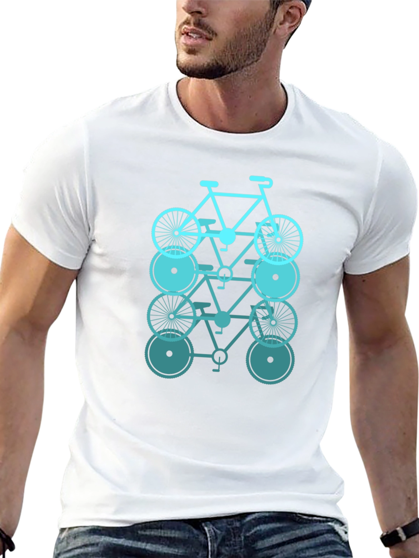 Stacked Bicycle Graphic T-Shirt - Casual Wear