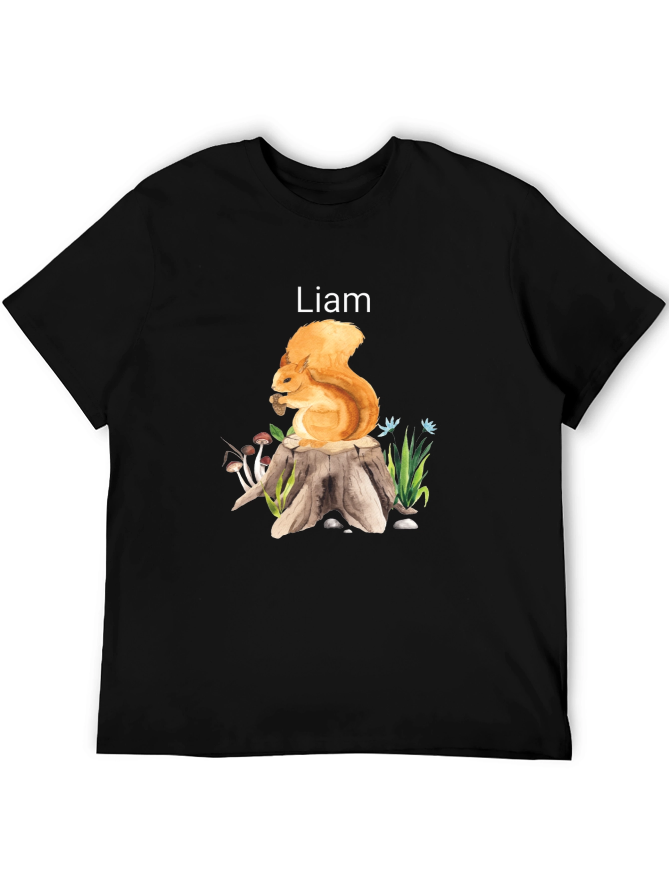 Squirrel on Stump Custom Name T-Shirt