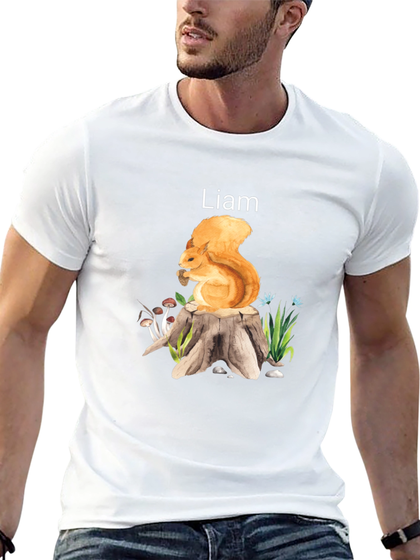 Squirrel on Stump Custom Name T-Shirt