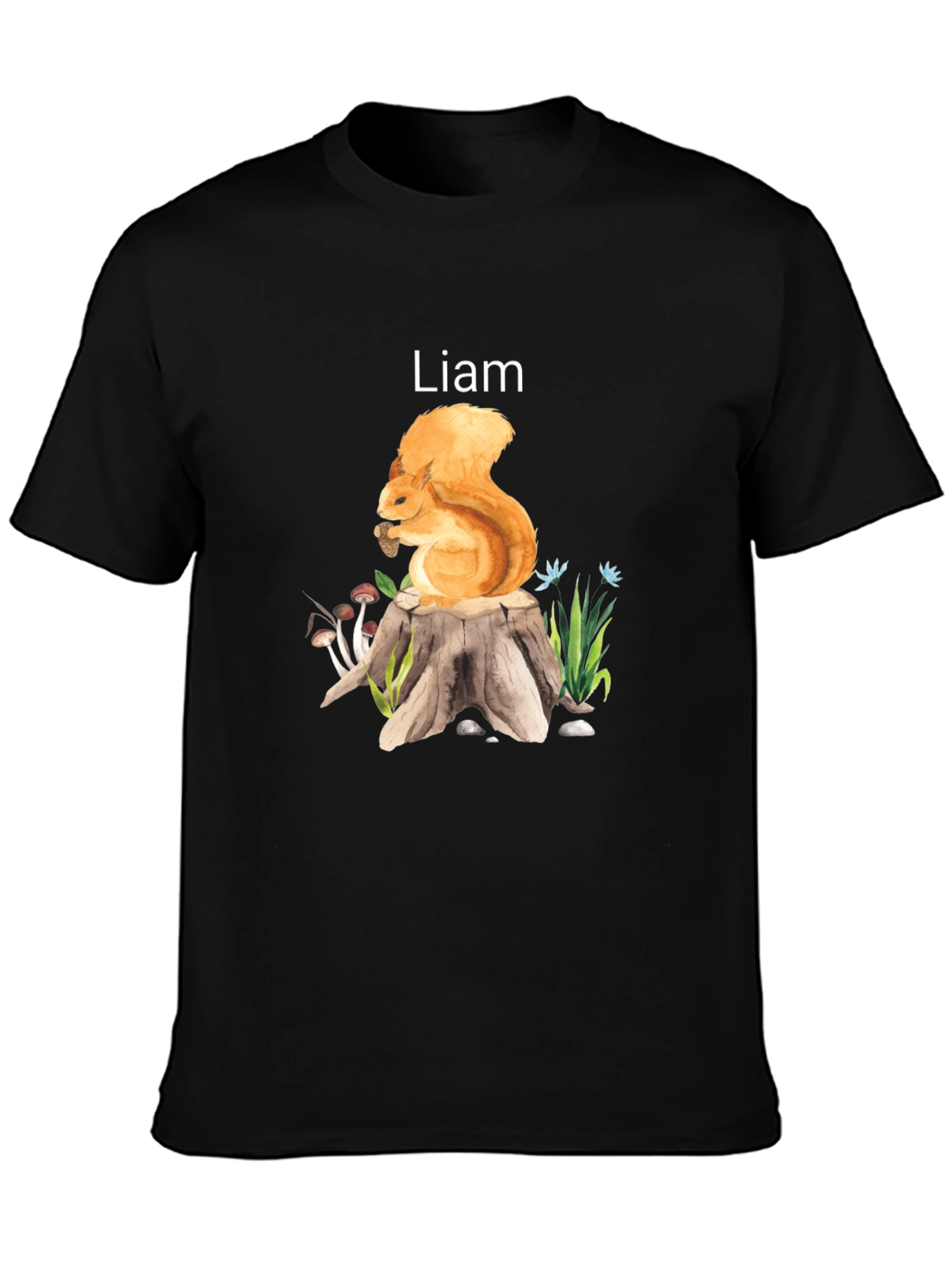 Squirrel on Stump Custom Name T-Shirt