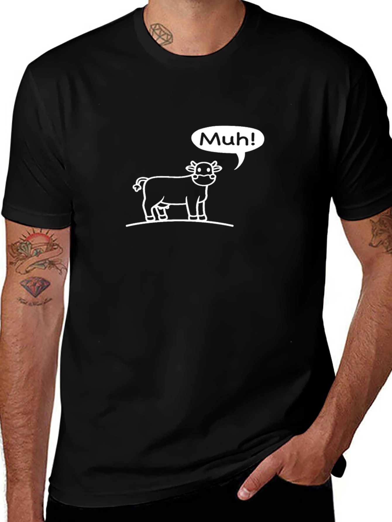 Muh! Cow Graphic Tee - Black Cotton T-Shirt