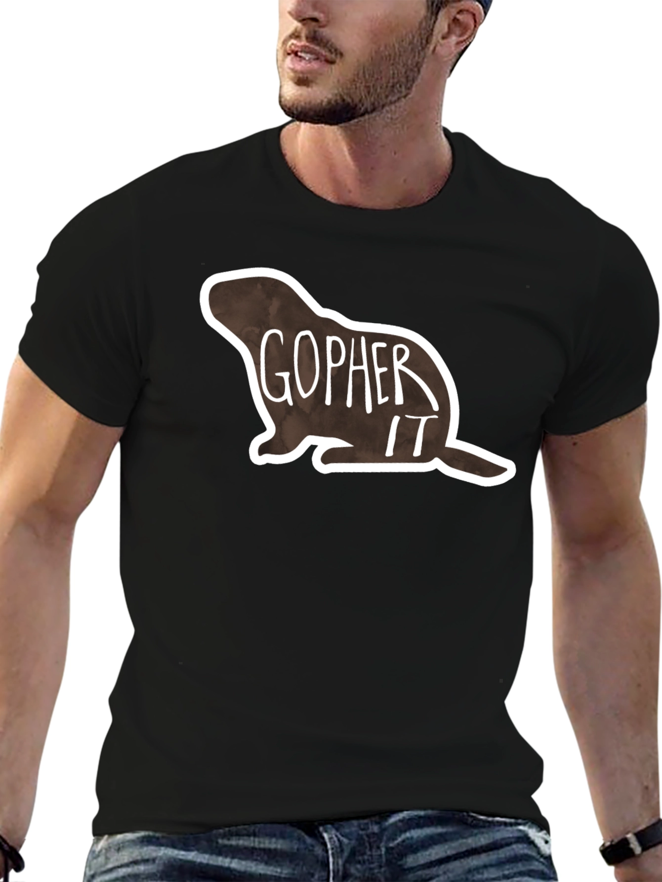 Gopher It Graphic Tee - Black Cotton T-Shirt