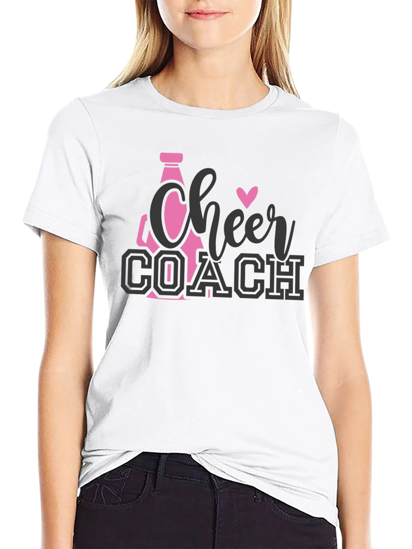 Cheer Coach T-Shirt - Pink & Gray Design
