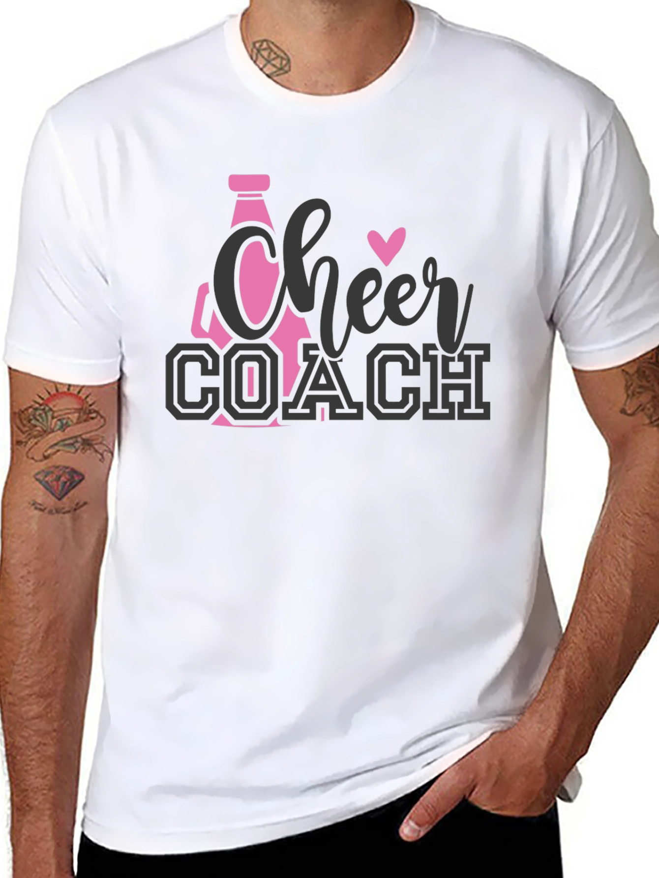 Cheer Coach T-Shirt - Pink & Gray Design