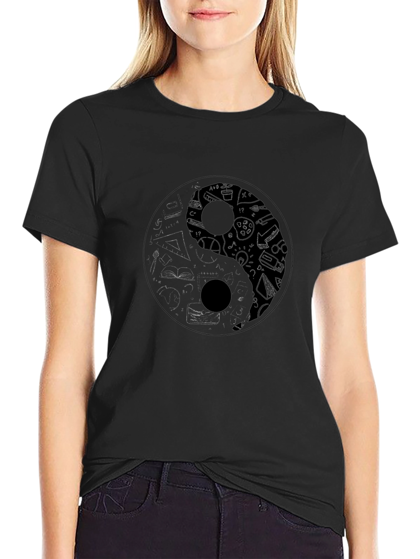 Yin Yang Art Black T-Shirt