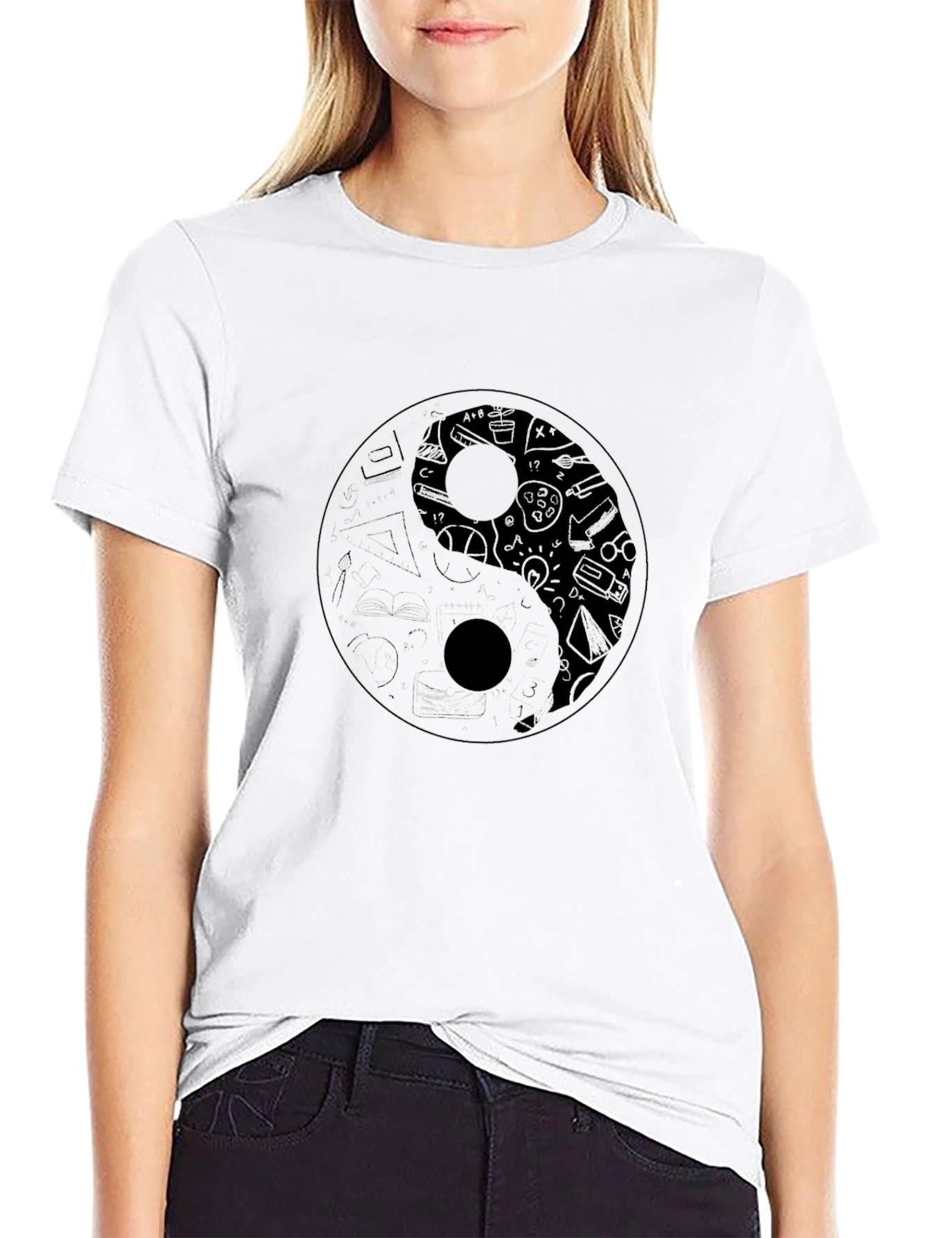 Yin Yang Art Black T-Shirt