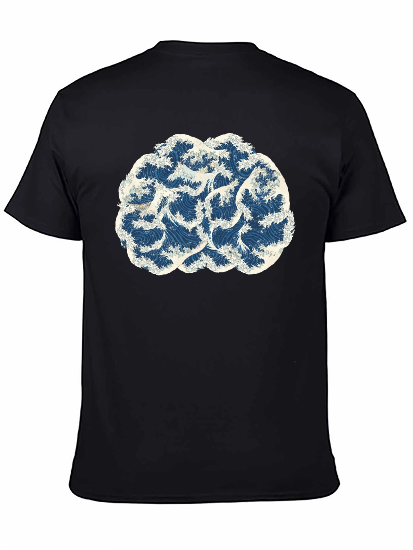 Wave Brain Black Tee - Artistic Mens T-Shirt