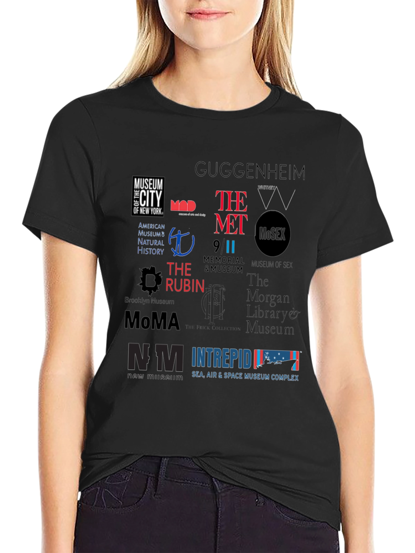 NYC Museum Logo T-Shirt | Black Cotton Blend