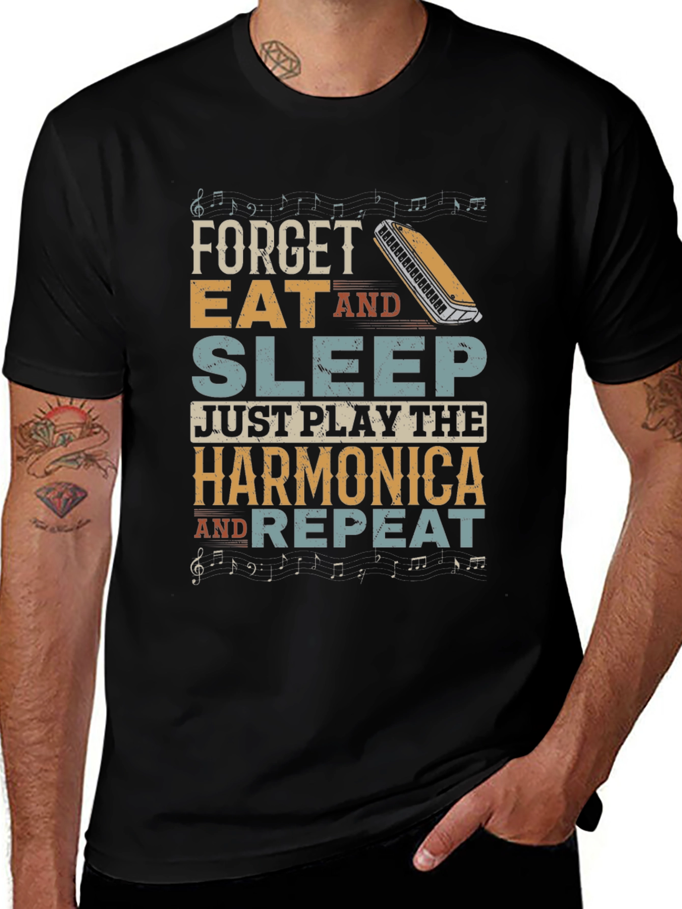 Harmonica T-Shirt: Forget Eat Sleep Just Play!