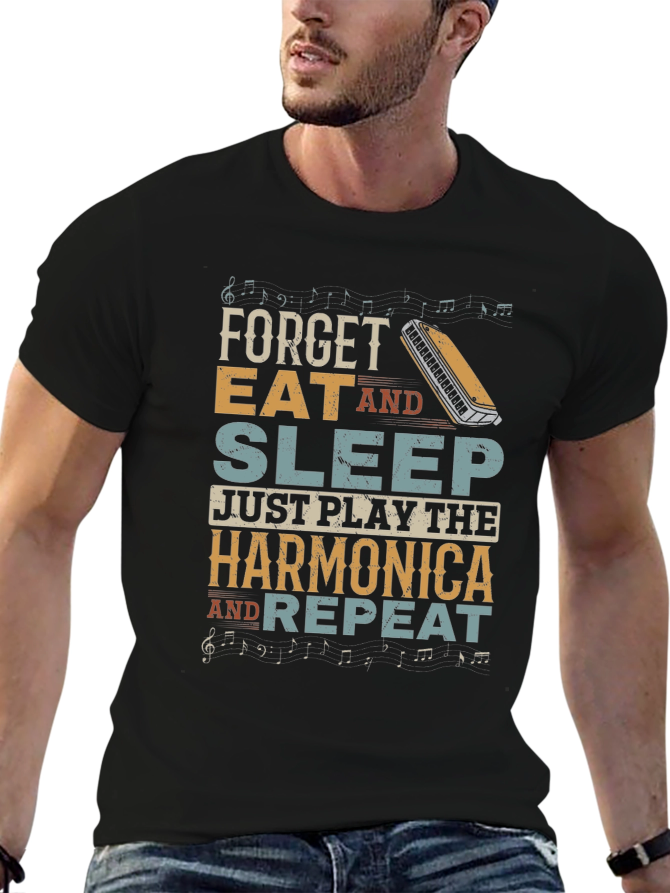 Harmonica T-Shirt: Forget Eat Sleep Just Play!