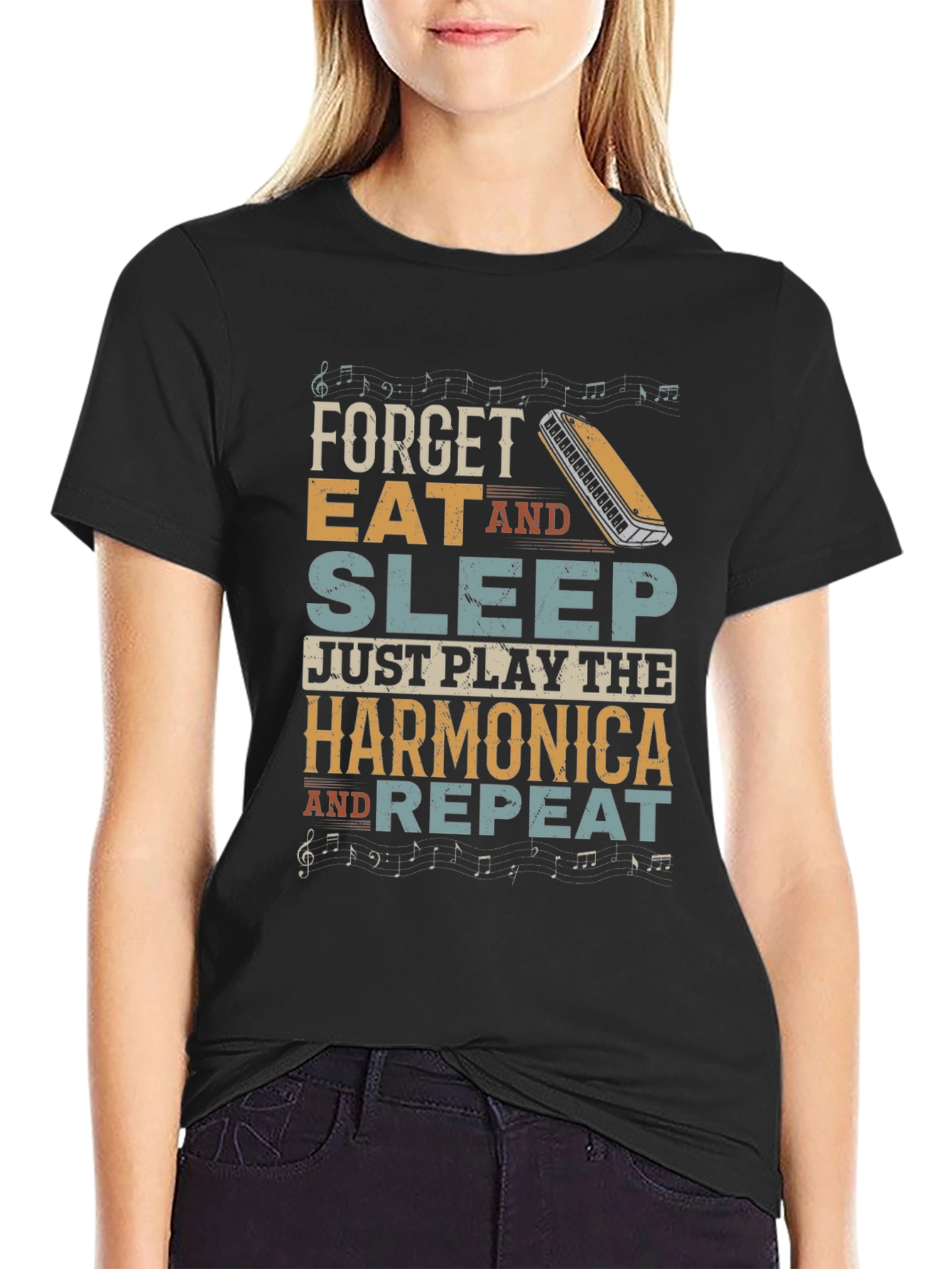 Harmonica T-Shirt: Forget Eat Sleep Just Play!