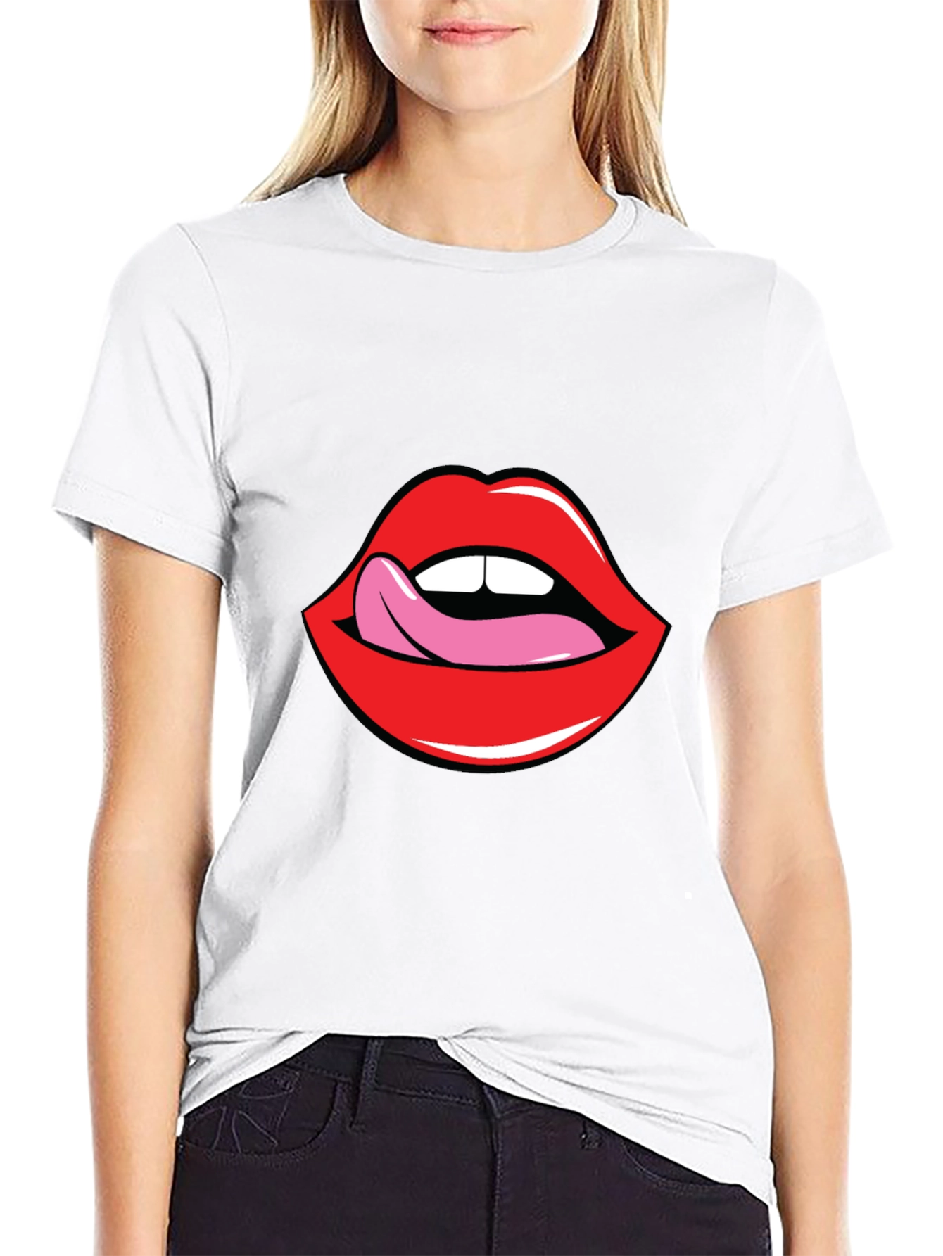 Licking Lips Graphic Tee - Bold Statement Shirt
