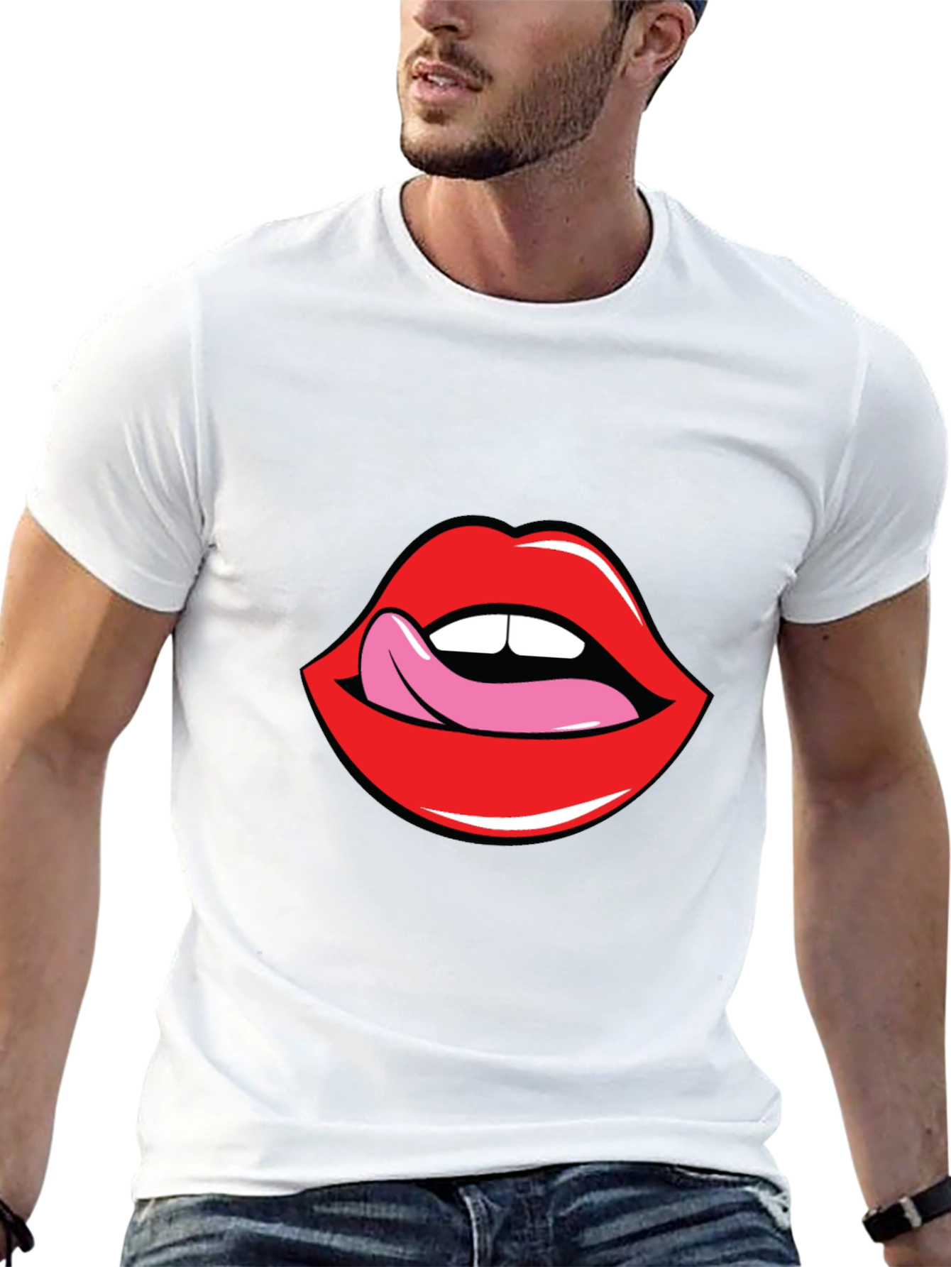 Licking Lips Graphic Tee - Bold Statement Shirt