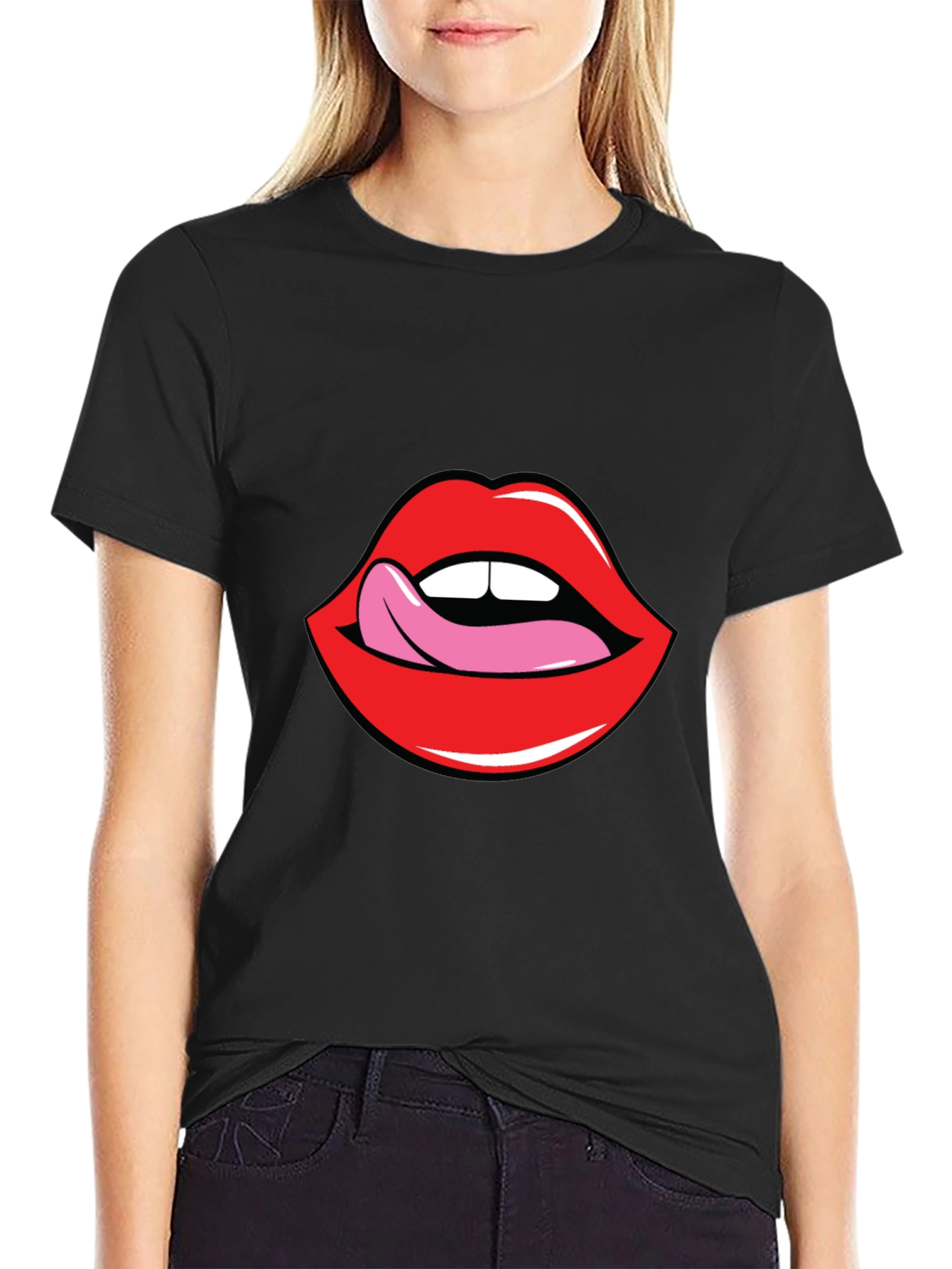 Licking Lips Graphic Tee - Bold Statement Shirt
