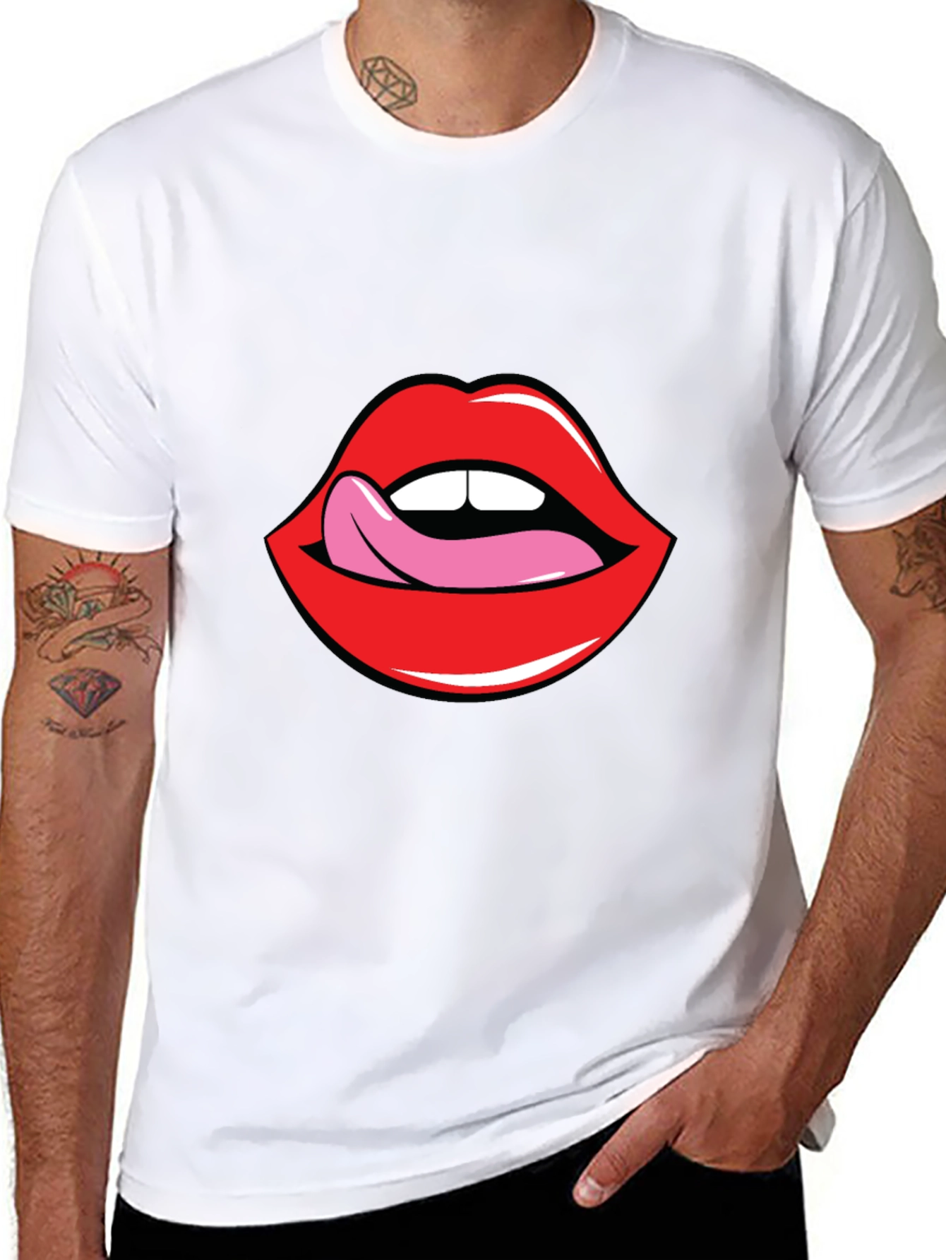 Licking Lips Graphic Tee - Bold Statement Shirt