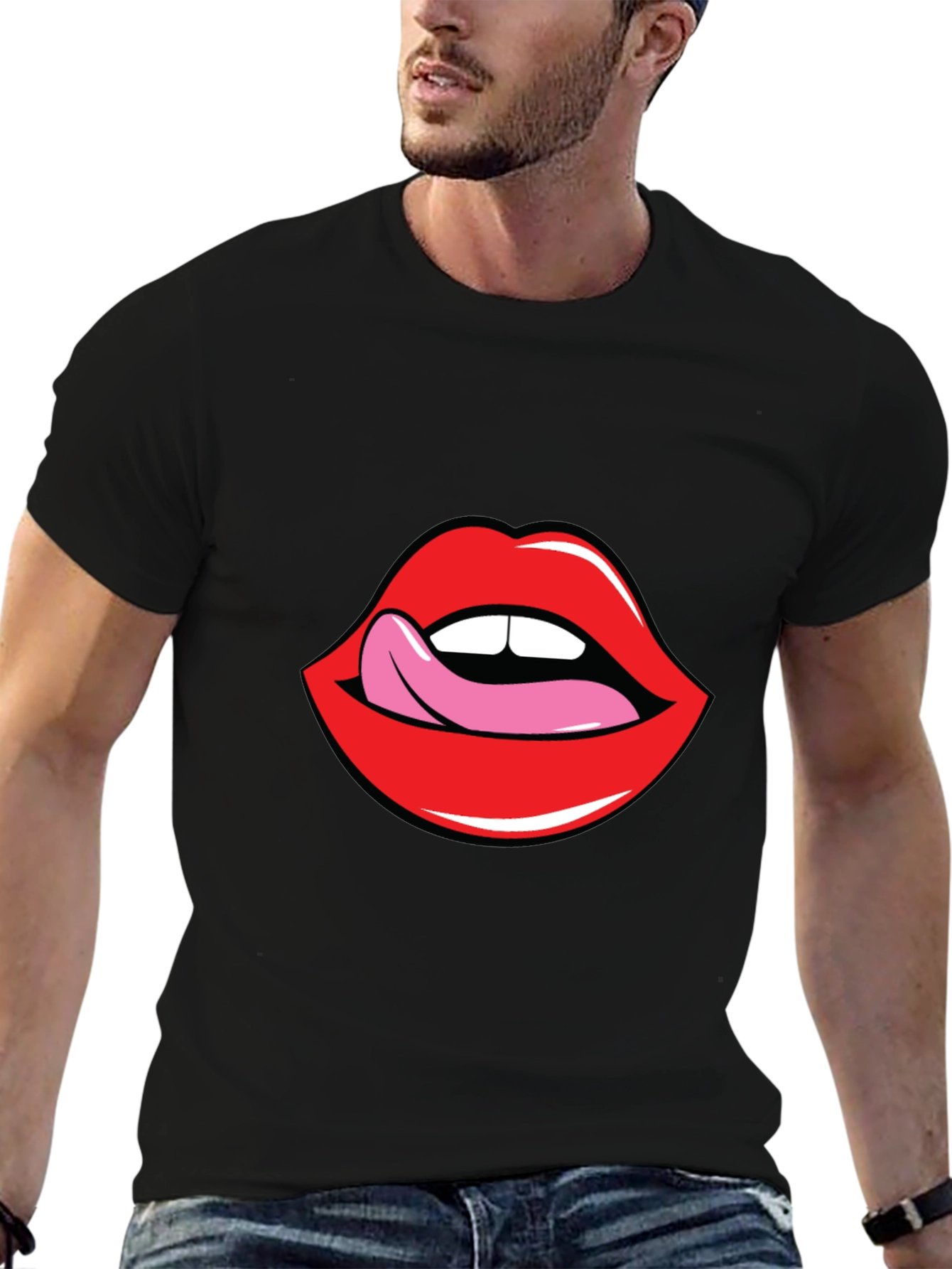 Licking Lips Graphic Tee - Bold Statement Shirt