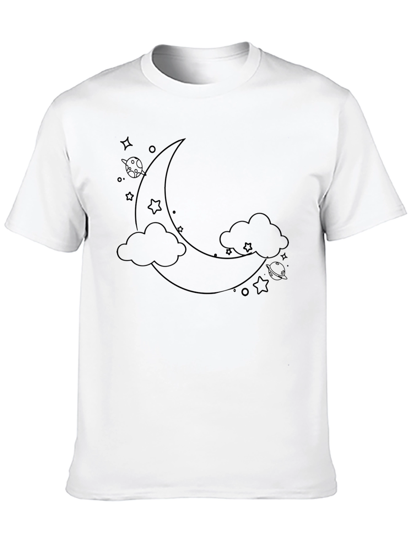 Dreamy Moon & Stars Graphic Tee - Black