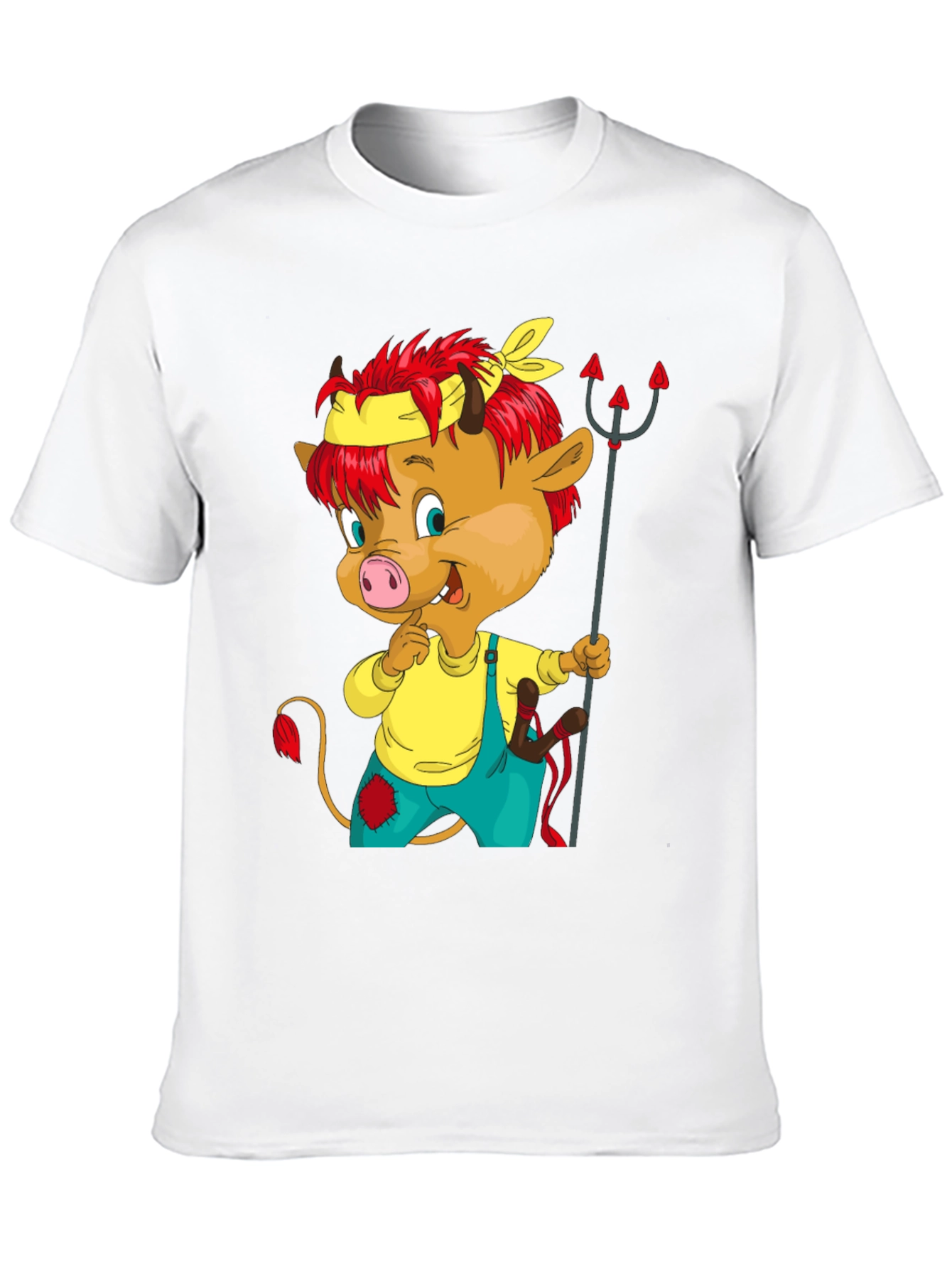 Cartoon Devil Calf T-Shirt - Black