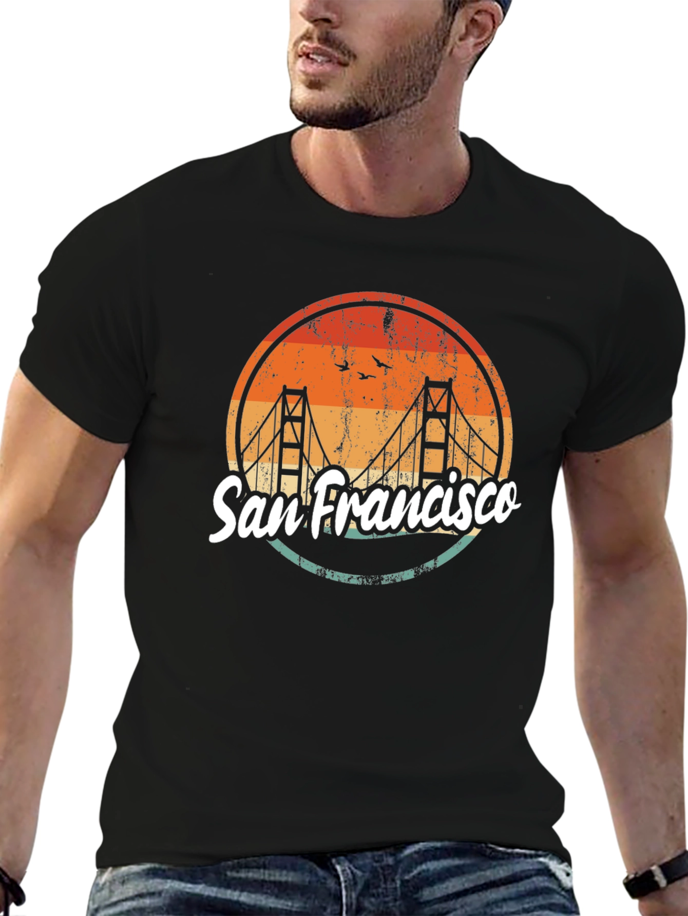 San Francisco Bridge Graphic T-Shirt - Retro Design