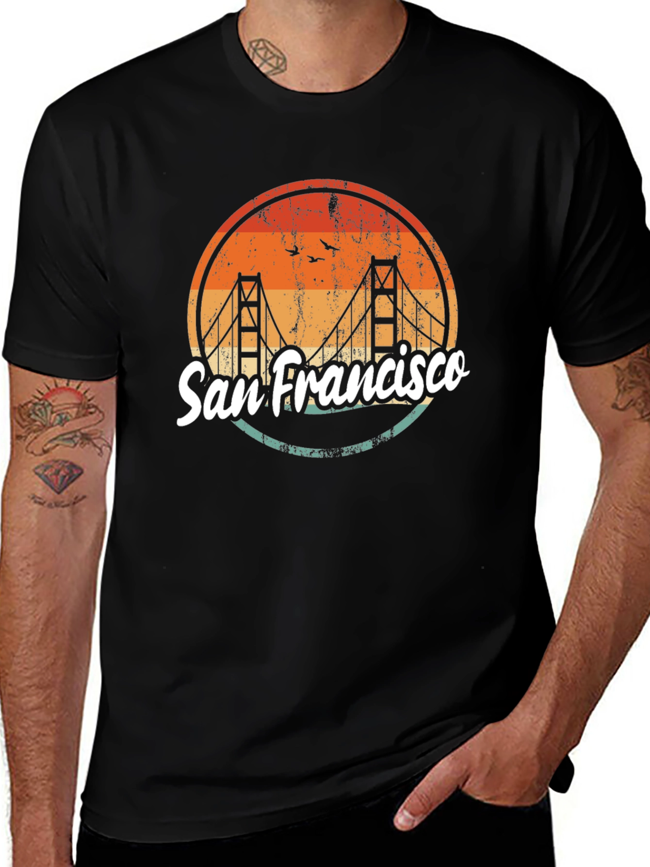 San Francisco Bridge Graphic T-Shirt - Retro Design