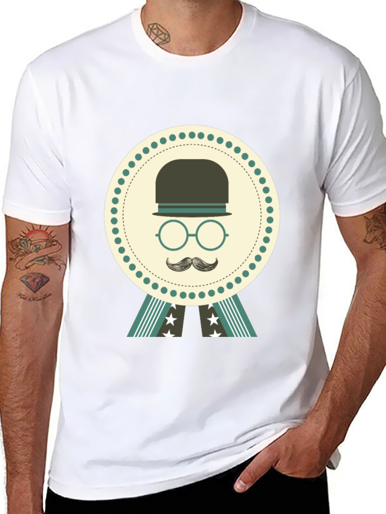 Retro Gentleman T-Shirt - Classic Bowler Hat Design