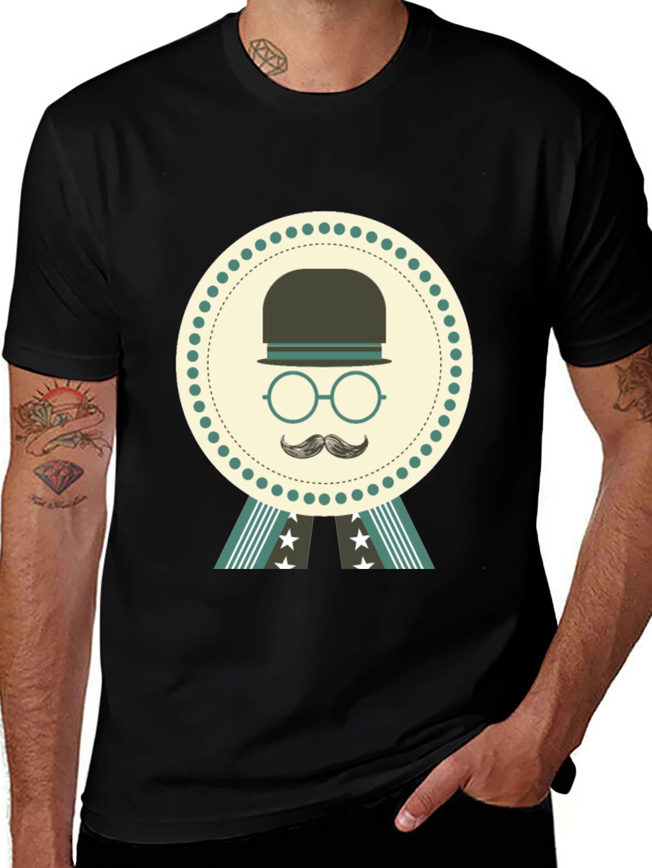 Retro Gentleman T-Shirt - Classic Bowler Hat Design