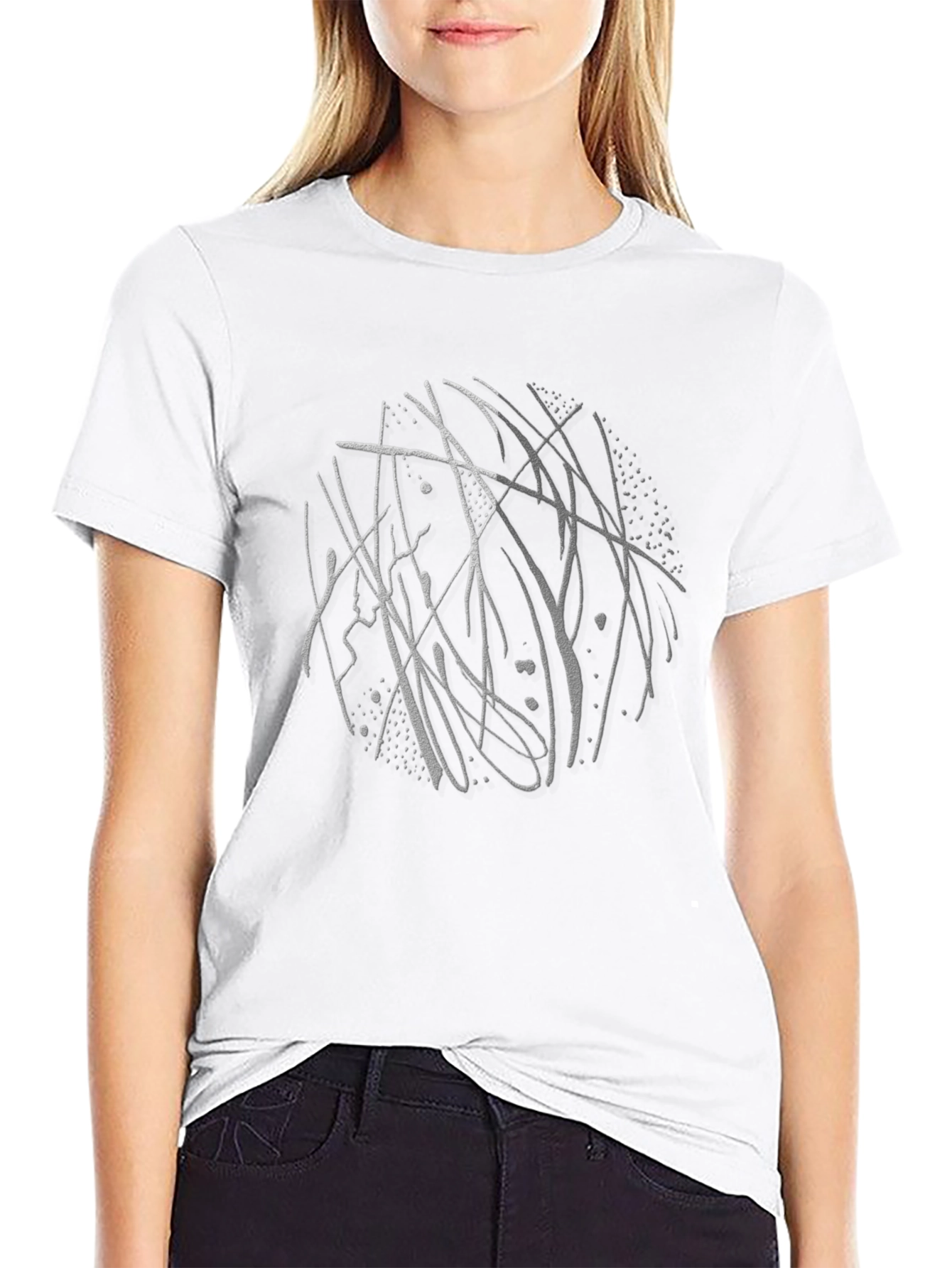 Abstract Art Black Crew Neck T-Shirt