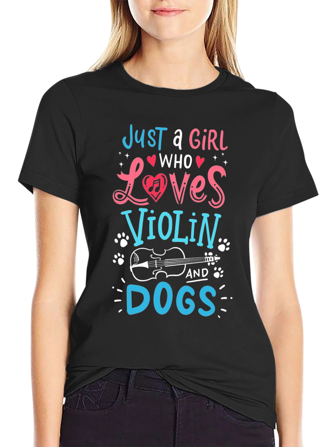 Just A Girl Who Loves Violin & Dogs Tee