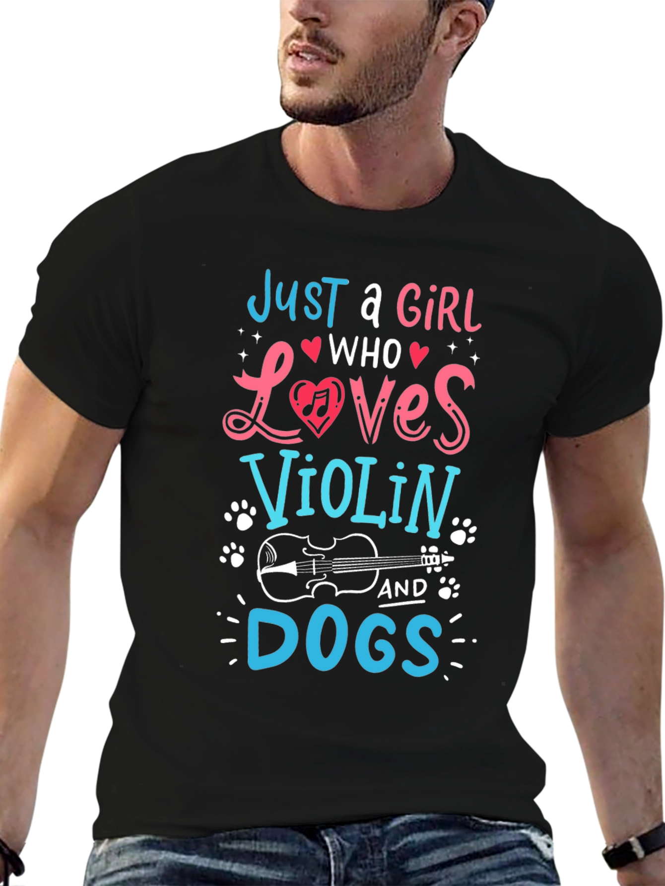 Just A Girl Who Loves Violin & Dogs Tee