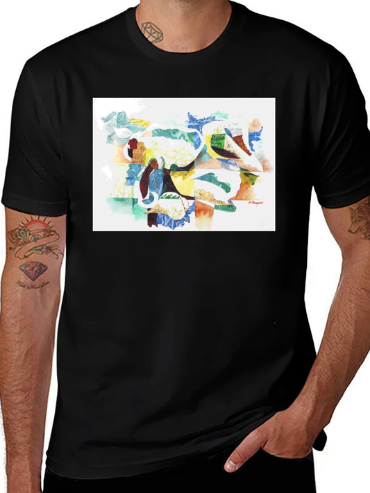 Abstract Watercolor Art Print Black T-Shirt