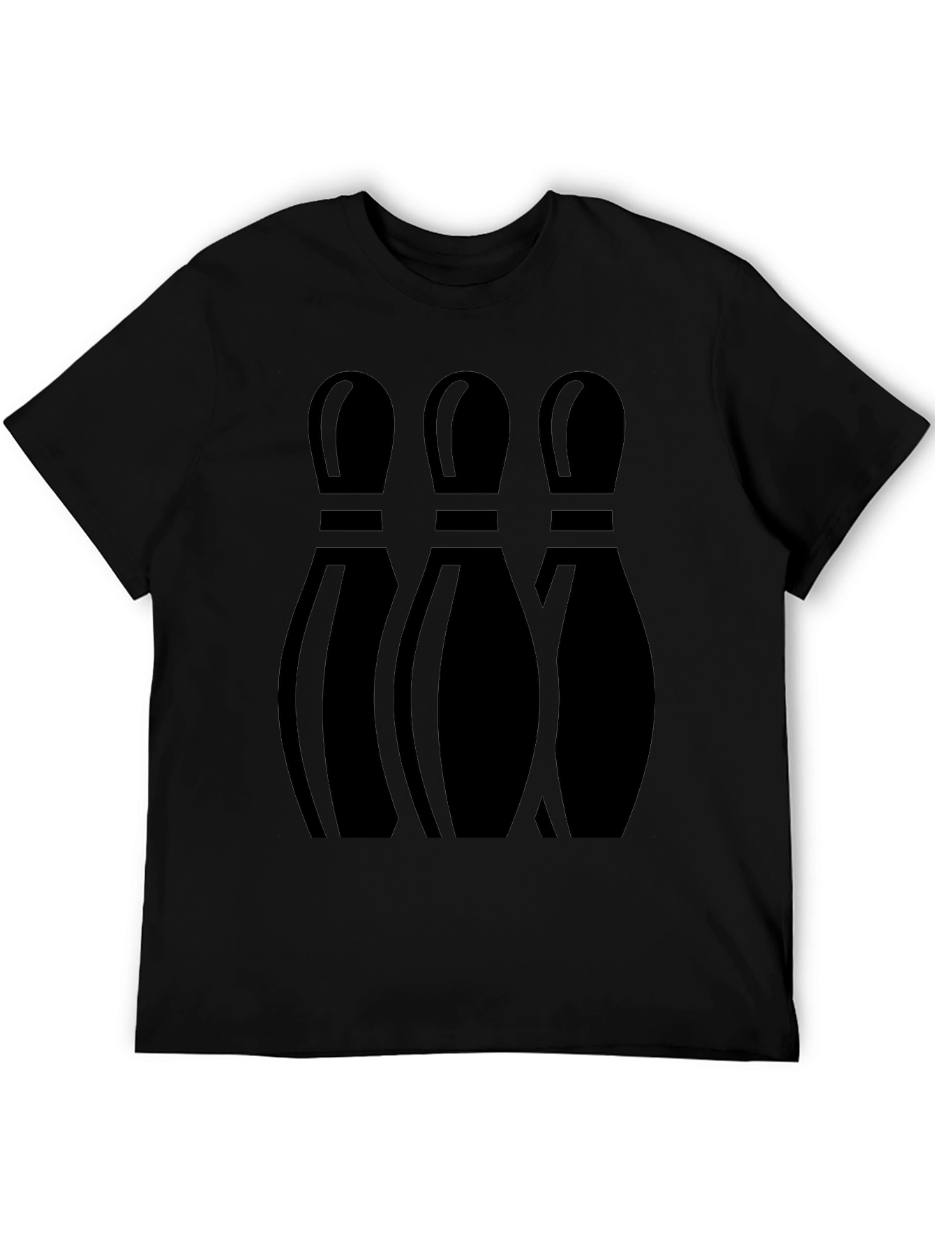 Mens Bowling Pin Graphic Print T-Shirt - Black