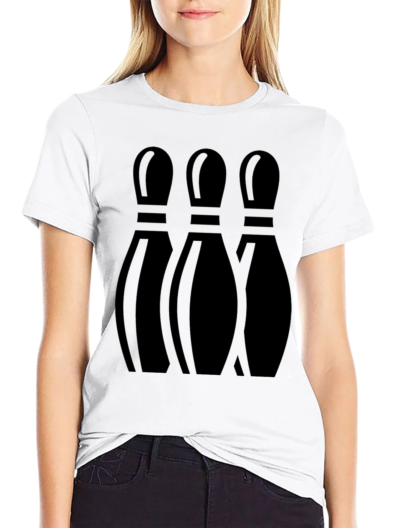 Mens Bowling Pin Graphic Print T-Shirt - Black