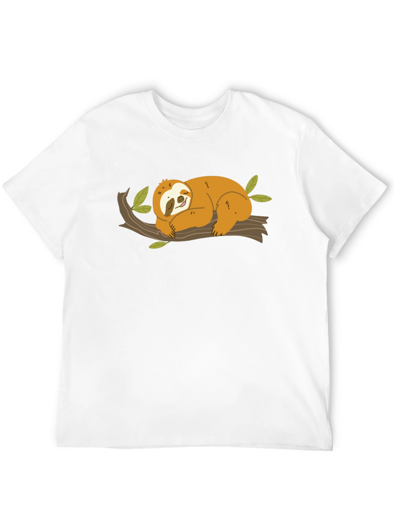 Cute Sloth on Branch Black T-Shirt