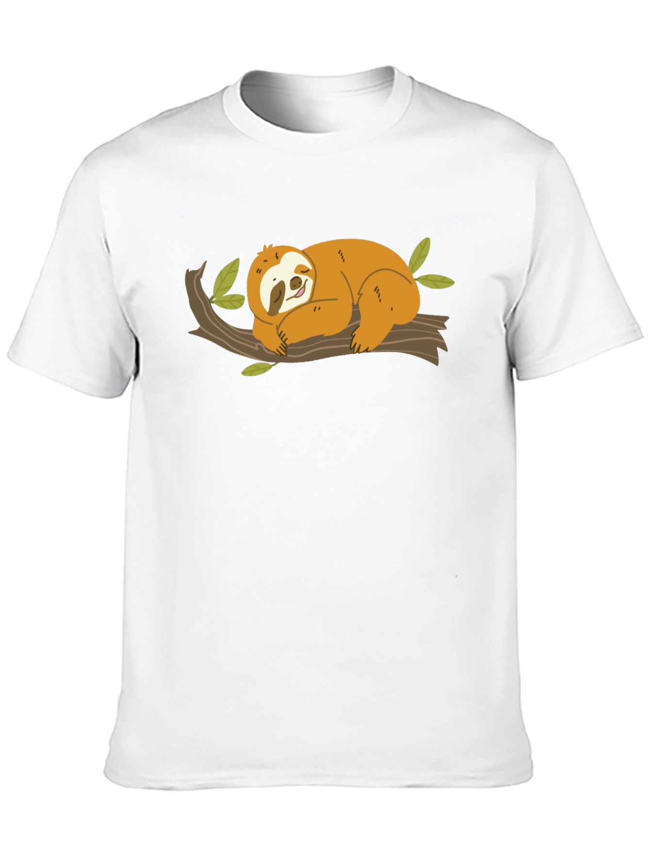 Cute Sloth on Branch Black T-Shirt