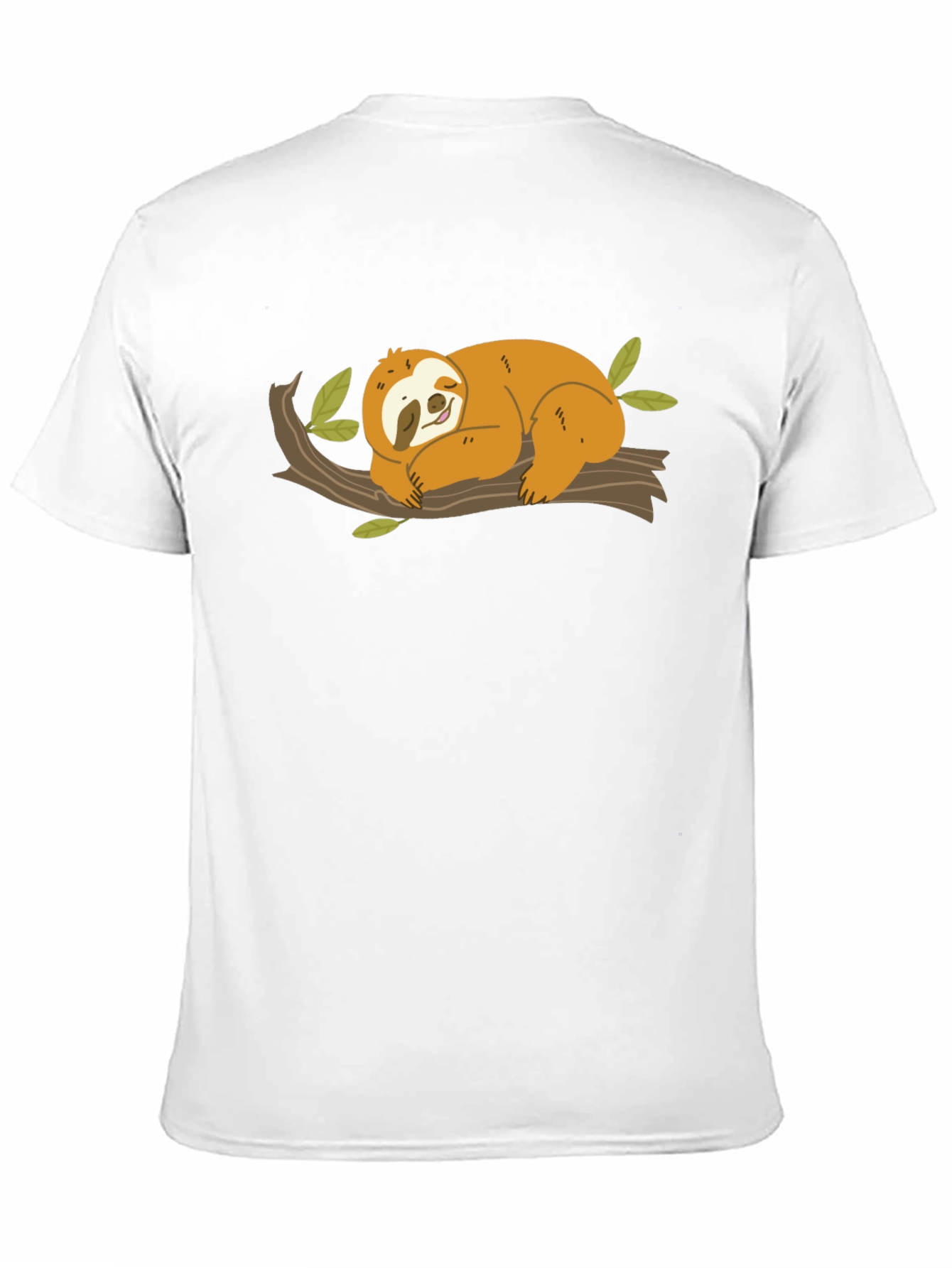 Cute Sloth on Branch Black T-Shirt