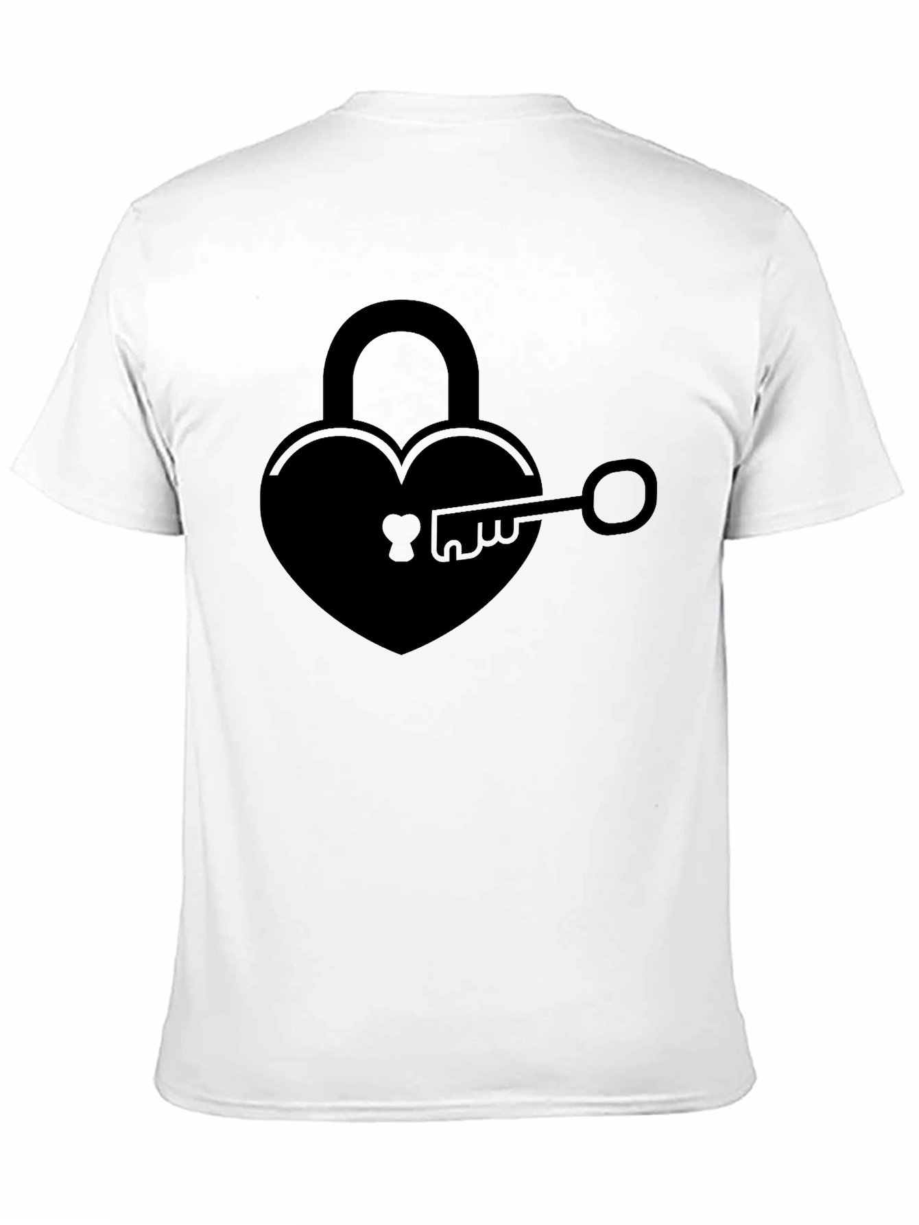 Heart Lock & Key Graphic Tee - Black Cotton