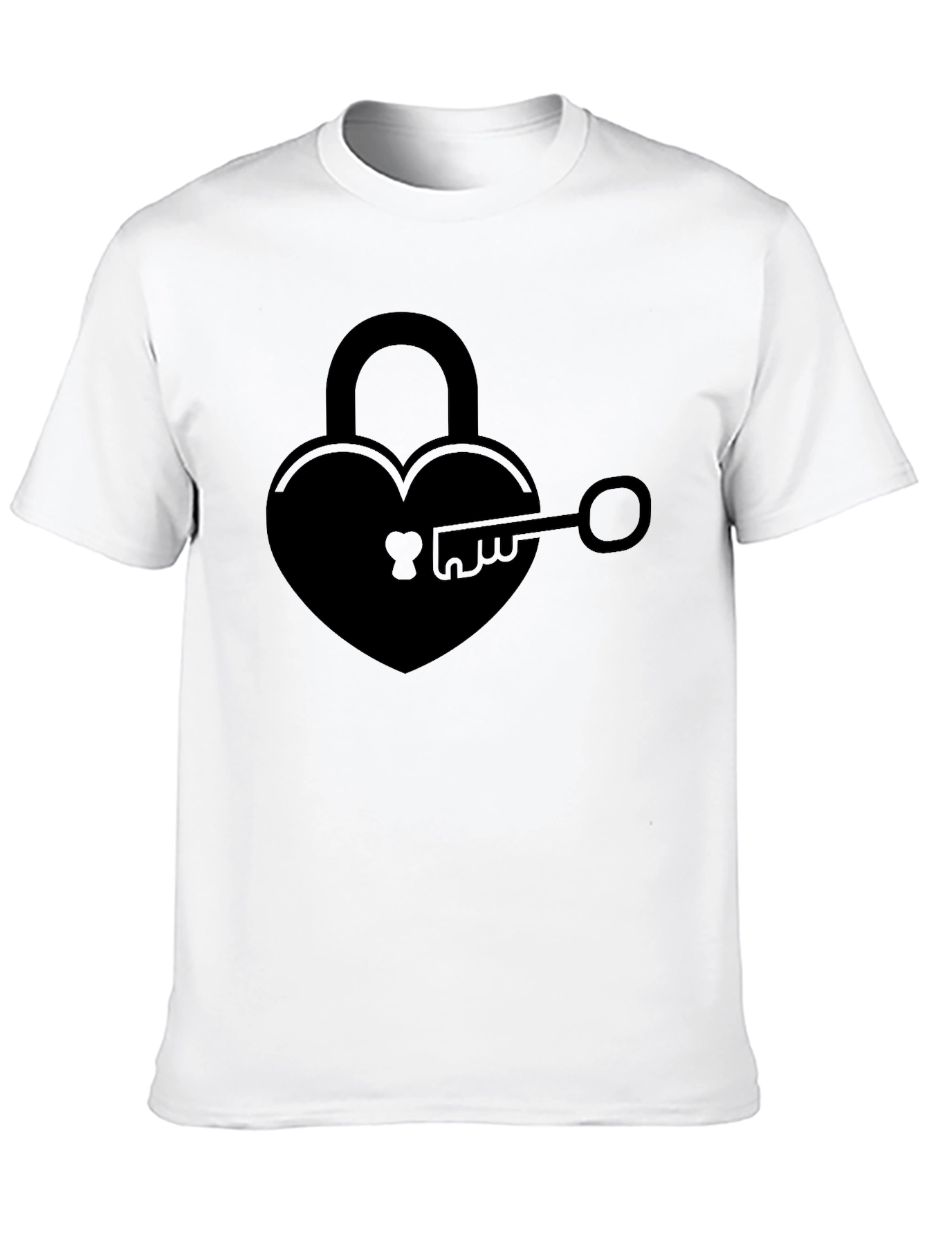 Heart Lock & Key Graphic Tee - Black Cotton