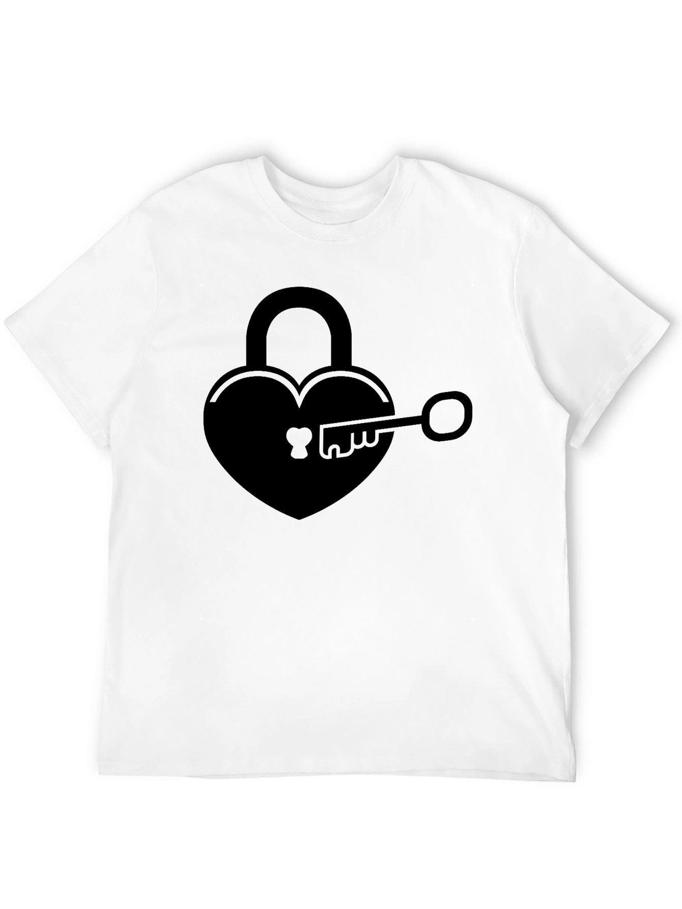Heart Lock & Key Graphic Tee - Black Cotton