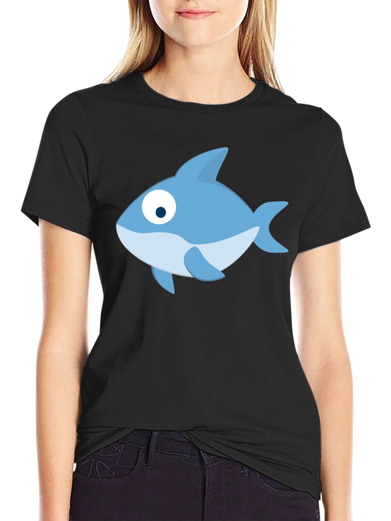 Cartoon Fish Black T-Shirt - Casual Style